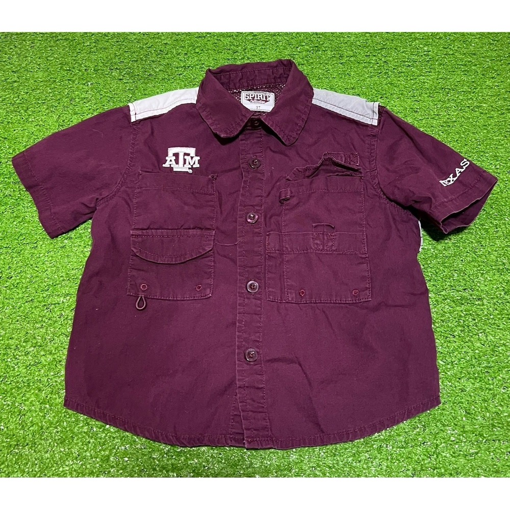 Texas A&M Toddler  Fishing Shirt 3T  Aggie Gameday‎ Short Texas Flag Back
